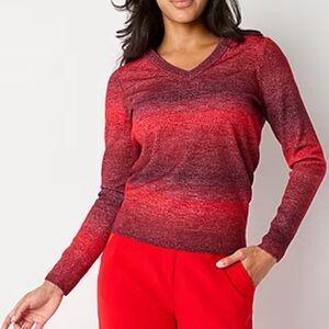 Women's Red Gradient Sweater